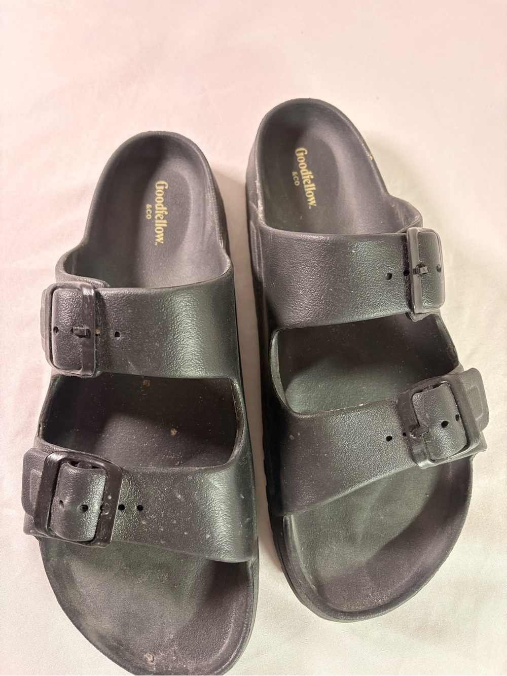 Goodfellow & Co Black Double Buckle Slide Sandals(bc4)